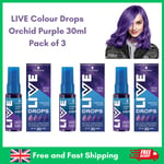 3 x Schwarzkopf LIVE Colour Drops Orchid Purple Semi-Permanent Hair Dye - 30ml