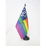 AZ FLAG Drapeau de Table Arc-en-Ciel Double Venus 21x14cm - Petit Drapeaux DE Bureau Gay - Rainbow - Arc en Ciel 14 x 21 cm