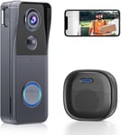 Wireless Video Doorbell Camera with Chime 2K HD Smart WiFi Door Bells... 