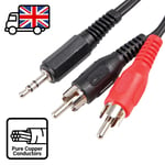 3.5mm 3.5 Jack PC to 2 Phonos RCA Cable Lead HiFi 2m