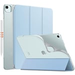 MoKo pour iPad Air 13 Pouces M2 2024, Coque iPad Air 13 avec Coque arrière en TPU givré translucide Doux, Coque de Protection Slim Smart Folio iPad Air 13", iPad Air 13 Pouces, Bleu Ciel