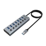 AKASA 7-Port USB Hub with Individual Switches  5V/2A power adapter