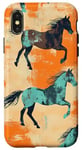 Coque pour iPhone X/XS Orange Pop Art Peinture Géométrique Cheval Sauvage