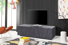 Dmora - TV stand Raul, Low sideboard for living room, TV stand base, 100% Made in Italy, cm 162x44h46, Slate Gray