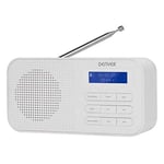 Radio numérique Dab + et FM. DENVER DAB-42WHITE. Horloge, Alarme et réveil, avec Batterie et énergie. 1W. Finition en Bois