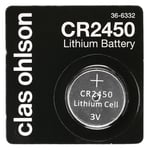 CR2450 knappcellebatteri litium 3 V