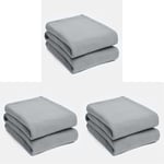 Dreamscene Large Warm Polar Fleece Throw Over Soft Luxury Sofa Bed Blanket, Plain Silver Grey - 120 x 150 cm (Pack of 3)