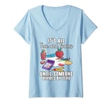 Womens Funny Math Teacher Mathematician Subject Mathematics Joke V-Neck T-Shirt