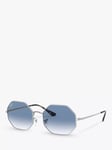 Ray-Ban RB1972 Unisex Octagonal Sunglasses, Silver/Blue Gradient