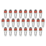 25pcs Industrial Air Plug 1/4" NPT Male Type M Pneumatic Plugs, Silver & Red