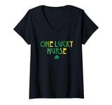 Womens One Lucky Nurse St Patricks Day Nurse V-Neck T-Shirt