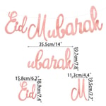 1setti Eid Mubarak Glitter Banner Rose Gold Hopeanvärinen lippu Garland-B02