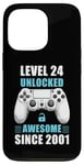 iPhone 13 Pro 24 Birthday Video Gamer Level 24 Unlocked Awesome Since 2001 Case