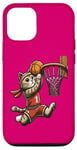 Coque pour iPhone 12/12 Pro Belle idée cadeau design drôle chat qui fait du basketball