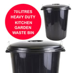 70 Litres Garden Rubbish Waste Bin Locking Lid Kitchen Dustbin Home Heavy Duty