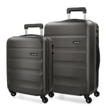 Roll Road Flex Set de Bagages Gris 55/65 cms Rigide ABS Serrure à combinaison 91L 4 roues Bagage à main