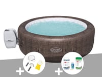 Kit spa gonflable Bestway Lay-Z-Spa St Moritz rond Airjet 5/7 places + Kit traitement brome + Kit de nettoyage