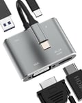 Adaptateur USB C vers HDMI VGA USB 3.0 Type C (4en1) pour IPhone16 15 Pro Max MacBook pour IPad Pro Connecteur Thunderbolt PC 4K Displayport écran Multiport Dock pour Apple Compatible avec S.[V187]