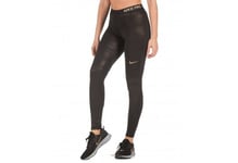 Women's Nike Pro Warm Training Tights Sz M Black Metallic Sliver AO9228 010