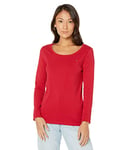 Tommy Hilfiger Women's Solid Scoop-Neck Long-Sleeve Top T-Shirt, Chili Pepper, M