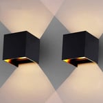 EINFEBEN Applique murale interieur Applique murale LED Lampe murale Moderne pour chambre 12W Noir Blanc Chaud 2X