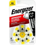 Energizer Hörapparatsbatteri storlek  10. 8st batterier i en karta.