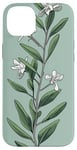 iPhone 14 Plus Leaves Botanical Plant Line Art Sage Green Wildflower Floral Case