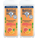 LE PETIT MARSEILLAIS Gel Douche & Bain Orange bio Pamplemousse 2x650 ml