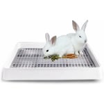 Linghhang - Bac à litière pour lapin surdimensionné avec grille bac à litière pour chat en cage bac à litière pour lapin surdimensionné - White
