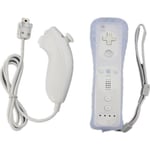 2 in 1 Manette Wiimote Controller Nunchuk intégré Motion Plus pour Nintendo Wii blanc