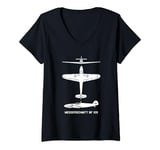 Womens Messerschmitt Bf 109 WW2 Plane Cutout Silhouettes V-Neck T-Shirt