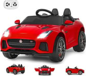 12V Jaguar Voiture Electrique avec Télécommande Enfant Démarrage Frein en Douceur Sons Musique Volume Réglable Rouge