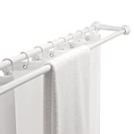 MSV Barre tringle pour rideau de douche ou baignoire Double extensible à fixer en Alu 75-125cm Blanc