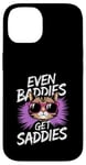 Coque pour iPhone 14 Even Baddies Get Saddies Cat Confident Girl Trendy Citation