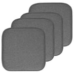 Sweet Home Collection Chair Cushion Memory Foam Pads Honeycomb Pattern Slip Non Skid Rubber Back Rounded Square 16" x 16" Seat Cover, Charlotte Gray - 4 Pack