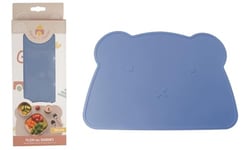 DORON & CHARLIE - Set De Table - Repas De Bébé - 056621 - Bleu - Silicone - Design Ourson - Antidérapant - Etanche - Lavable - Imperméable - 1er Age - Puériculture - Facile à Nettoyer