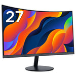 KOORUI 27 Inch Curved Computer Monitor- Full HD 1080P 75Hz Gaming Monitor LED Monitor HDMI VGA, Tilt Adjustment, Eye Care, Black 27N5CA