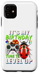 Coque pour iPhone 11 It's My Birthday Ladybug Time to Level Up Jeu vidéo