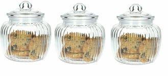 3pc 600ml Glass Airtight Candy Sweet Jar Cookie Biscuit Storage Canister Jars