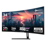 Minifire Écran PC Gamer Incurvé 34'', 2K UWQHD(3440x1440),1ms MPRT, 165Hz(DP), 100Hz(HDMI), AMD FreeSync, Moniteur Gaming Curved 1500R, VA Panel, 2xHDMI 2.0/1xDP 1.4 Ports(MFG34C5Q câble DP Inclus)