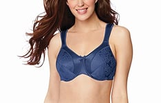 Bali Women's Satin Tracings Minimizer Underwire Bra, in The Navy Scroll, 38DD