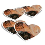 4x Heart Stickers - Orange Black Ink Art Marbelling Paint #45938