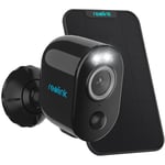 Reolink Caméra de Surveillance 2K 4MP WiFi sans Fil sur Batterie avec Projecteur LED,WiFi Double Bande, Argus 3 Pro avec Panneau Solaire Noir