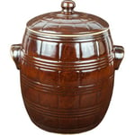 Stoneware 4.5L Barrel Crock Pot with Lid Kitchen Cooking Pickling