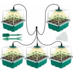 Nouveau 5 pièces kit Mini Serre pour Plantes, avec lumière Solaire à Spectre Complet, boîte de Culture pour Serre d'intérieur avec Couvercle et évents, 5 étiquettes, 2 Outils