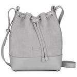 Expatrié Sac à Main Femme Lily Petit Sac Seau Bucket Bag Gris - en Toile de Coton et Cuir PU Végétal pour le Shopping, le Bureau, les Loisirs - Sacs à Bandoulière pour Femmes