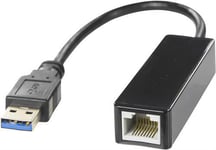 DELTACO – USB 3.0 verkkosovitin, gigabit, 1xRJ45, musta (USB3-GIGA5)