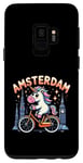 Coque pour Galaxy S9 Amsterdam Pays-Bas Licorne Vélo Fille Femme Rainbow