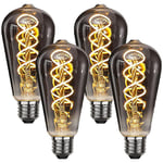 Ampoule Edison,4 Pièces E27 ST64 4W Ampoule led Vintage Lampe Décorative Ampoules Rétro Filament Ampoule Antique Blanc Chaud pour Restaurant, Café,