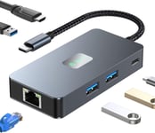 Adaptateur de hub USB C 3.2 Gen2 : station d'accueil 6 en 1 USB C Splitter Steam Deck, dongle USB C, adaptateur multiport avec Ethernet LAN, 4K @ 60 Hz HDMI, USB 10 Gbps, 100 W PD pour iPhone